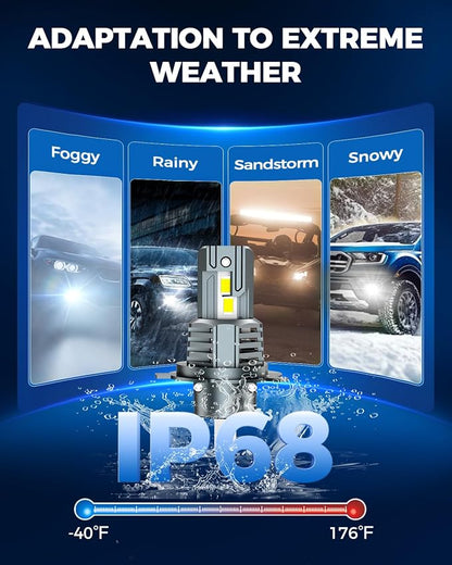 Marsauto H4 Bulb, 50000LM Brightness Output 6000K Cool White,9003 H4 Fog Bulbs IP68 Waterproof 80000Hrs Lifespan, 3Mins Installation, 2 Pack