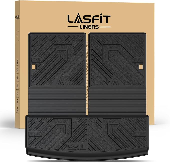 LASFIT Cargo Mat & Seatback Mat for Volkswagen Tiguan 2018-2024(Fit 7 Seats), Custom Fit All-Weather TPE Rubber Backrest & Trunk Mats for VW Tiguan Accessories, Waterproof, Easy to Clean, Black