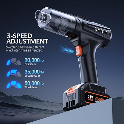Cordless Handheld Car Vacuum Cleaner, 50,000Pa High-Power Brushless Motor, Rechargeable Dust Buster with 2 Batteries & Charger, 6-in-1 Portable Vacuum Cleaners for Home, Pet Hair, Black