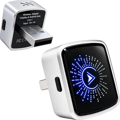 2-in-1 Wireless CarPlay Android Auto Adapter, Wired Car Only, Not BMW Tesla | Plug & Play USB for iPhone & Android, 5GHz WiFi BT5.4, Auto Reconnect, Button Control, Not for BMW Tesla, Modified Head Units
