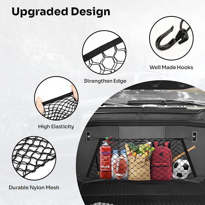 Canvcle Front Trunk Frunk Cargo Net for 2022-2025 2026 Ford F-150 Lightning Accessories Stand Envelope Style Mesh Trunk Net Organizer and Storage Stretchable Adjustable Elastic Nylon Cargo Netting