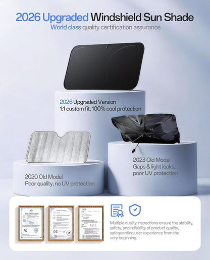 Windshield Sun Shade for Subaru Forester 2000-2026, Custom Fit Sunshade, 100% UV Block & Heat Insulation, Foldable Car Sunshade with Storage Bag, Protect Interior Accessories