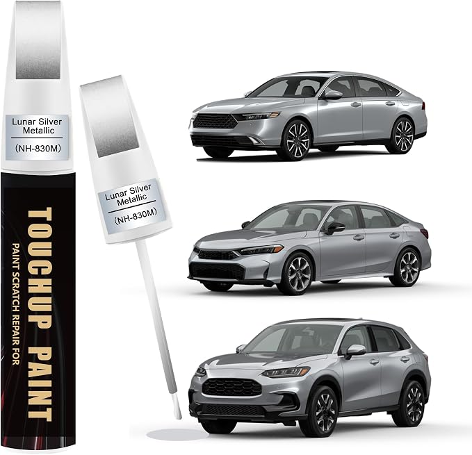 Car Paint Touch Up Pen for Honda Lunar Silver Metallic(NH-830M), 2-In-1 Color Accurate Touch Up Car Scratch Repair Paint Exact Match Honda Series Automotive Scratch Remover for Nicks & Chips Repair