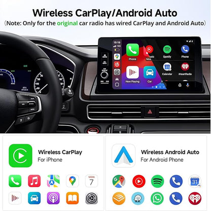 2026 Upgraded Wireless CarPlay Adapter & Android Auto, 2 in 1 Mini Dongle with Cooling Vents for Stable Connection, Converts Wired to Wireless, 5GHz WiFi No Delay, Plug & Play for Factory Wired Cars