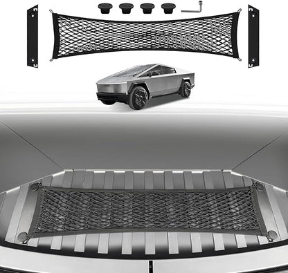 BestEvMod Cargo Mesh Net for Pickup Truck Bed Compatible with Tesla Cybertruck 2026 2025 2024 Accessories Mesh Extra Strong Hook Stretchable Trunk Cargo Organizer (Frunk Net)