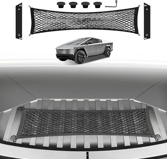 BestEvMod Cargo Mesh Net for Pickup Truck Bed Compatible with Tesla Cybertruck 2026 2025 2024 Accessories Mesh Extra Strong Hook Stretchable Trunk Cargo Organizer (Frunk Net)