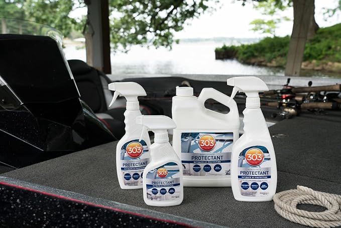 Provides UV protection for marine vinyl and surfaces while helping prevent fading, cracking, and staining.