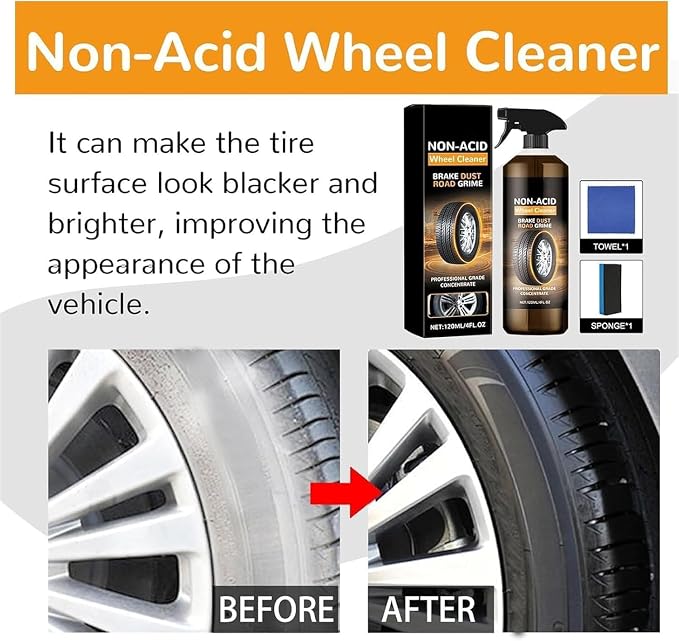 Wheel Cleaner Spray, Wheel and Tire Cleaner, Versatile and Powerful Rust Converter, Turn Filthy Wheels into Instant Shine and Lasting Protection (1, 1Pc)