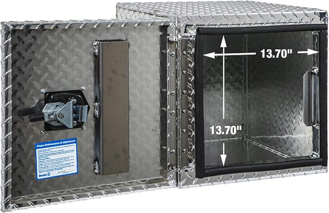 Buyers Products 1705201 Aluminum Underbody Truck Box, 18 x 18 x 18 Inch, Silver Diamond Tread Truck Tool Box W/ Locking Barn Door Closure, Made in the USA, Vehicle Tool Box for Storage & Organization