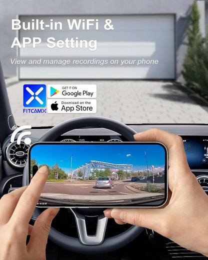 Fitcamx Front 4K+Rear 1080P Dash Cam Adapts for Toyota 4Runner 2025-2026 & Hybrid (HD2-35030), Integrated Factory Look, 2 Way HD Video, WiFi & APP, Loop Recording, G-Sensor, Easy to Set, 128GB Card