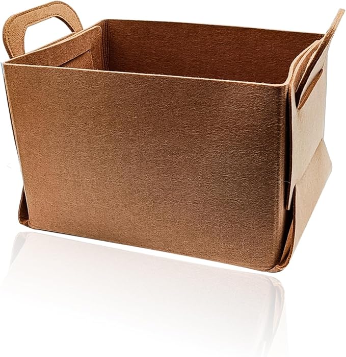 Felt Car Trunk Organizer, Foldable Vehicle Storage Box, Large Capacity Multi-Purpose Automotive Interior Accessories for Cars, SUV, Sedan, Truck (Brown)