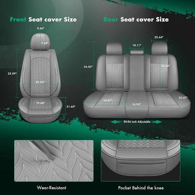 SCITOO Seat Covers,Universal Car Seat Covers Full Setwater-resistant Automotive Seat Covers Vehicle Seat Covers Car Seatshelteror Seat Covers Set for Cars SUV Pick-up Truck Sedan (Full Set, Gray)