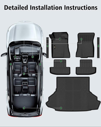 Floor Mats & Cargo Liner Custom Fit for Ford Mustang 2026 2025 2015-2024 (NOT for Mach-E) All Weather TPE Rubber 1st & 2nd Floor Liners Automotive Trunk Mat for Mustang 2025 Accessories, Black