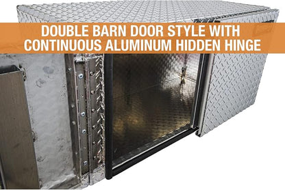 Buyers Products 1705205 Diamond Tread Aluminum Underbody Truck Box with Barn Door, 18 x 18 x 36 Inch, Lockable T Handles, Truck Storage and Organizer, Made in the USA, Silver