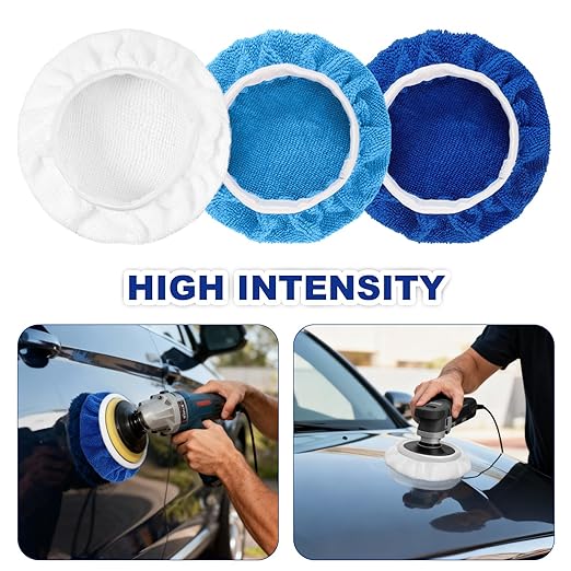 15 Pieces Car Polisher Pad Bonnet Microfiber Polishing Bonnet Buffing Pads Orbital Buffer Polisher Waxing Covers for Cleaning and Polishing (5-6 Inches)