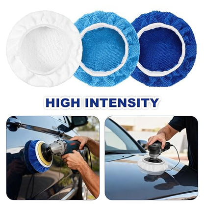 15 Pieces Car Polisher Pad Bonnet Microfiber Polishing Bonnet Buffing Pads Orbital Buffer Polisher Waxing Covers for Cleaning and Polishing (5-6 Inches)