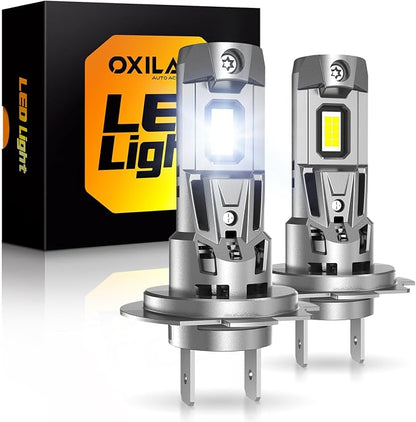 OXILAM H7 LED Light Bulb, 40000LM 900% Super Bright, 1:1 Size No Adapter Required, Non-polarity Plug and Play, 6500K Cool White Fog Light, IP68 Waterproof, Pack of 2