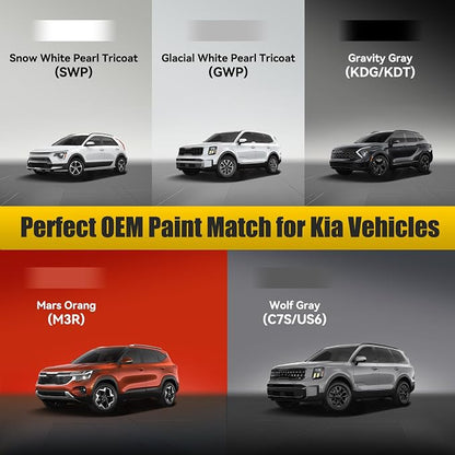 (SWP) Snow White Pearl Tricoat Touch Up Paint Compatible with Kia, Exact Match Car Paint Pen Automotive Scratch Repair Remover Kit Quick & Easy Solution for Vehicle Chips and Nicks