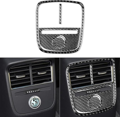 Real Premium Carbon Fiber Sticker Compatible with Audi A3 S3 RS3 8V 2013 2014 2015 2016 2017 2018 2019 Car Rear Center Console air Conditioning Vents Decor kit Auto Interior Accessories 4pcs Black