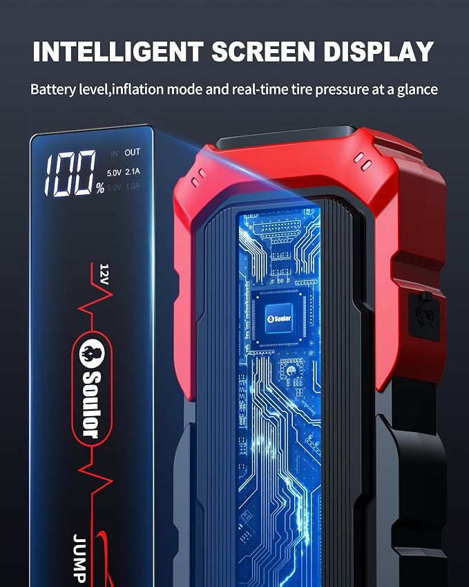 Jump Starter Battery Jumper Starter Portable Car Battery Jump Starter for Up tp All Gas & 12L Diesel, 12V 6000A Portable Jump Box with 3 Modes Flashlight and Jumper Cable