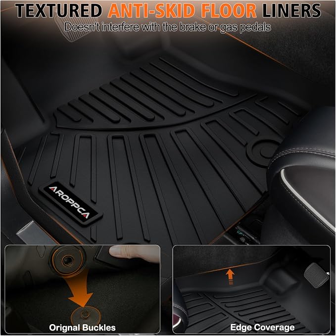 All Weather Car Floor Mats for 2019-2025 2026 Ram 2500/3500 Crew-Cab with Bucket Seat (Not for PTO KIT Models), TPE Rubber Floor Liners Anti-Slip Full Set Automotive Mats for 2024 Ram Accessories