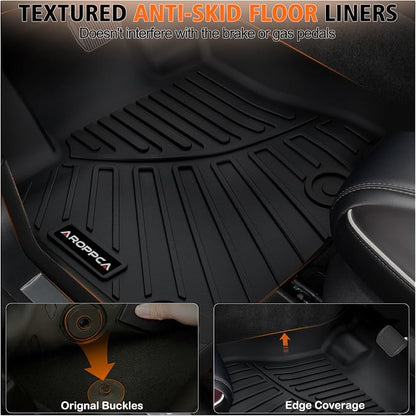 All Weather Car Floor Mats for 2019-2025 2026 Ram 2500/3500 Crew-Cab with Bucket Seat (Not for PTO KIT Models), TPE Rubber Floor Liners Anti-Slip Full Set Automotive Mats for 2024 Ram Accessories
