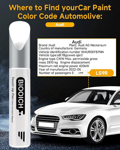 Touch Up Paint Pen Exact Color Match Car Chip and Scratch Repair (for Audi, Glacier White(2Y/LS9R))