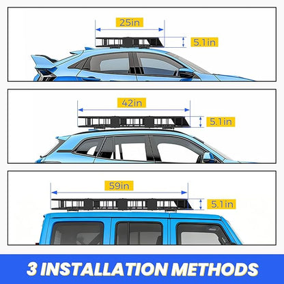 ECOTRIC 59" x 39" x 5.1" Universal Adjustable Roof Rack Cargo Carrier Basket with Extension Heavy Duty Steel Car SUV Top Luggage Storage Holder Basket for Travel 250LBS Weight Capacity
