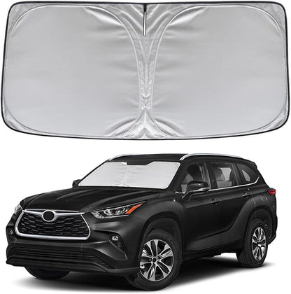 KAYZT Windshield Sun Shade for Toyota Highlander 2020-2025 2026 L LE XLE Limited Platinum Foldable Sunshade Front Window Custom Fit Accessories