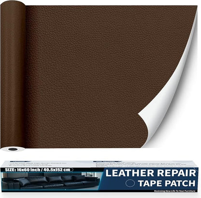 Zenyao Leather Repair Patch Tape - Self Adhesive Leather Repair Kit for Car Seat Furniture, Heavy Duty Vinyl Repair Patch for Couch Sofa, Waterproof for Rips Scratches Tears, 12x30 Inch Roll, Brown