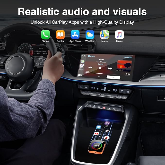 AI Box 3.0 2026 Upgrader Car Streaming Device with Netflix YouTube Prime Video Wireless Apple CarPlay & Android Auto Adapter USB Drive for OEM Wired CarPlay Cars
