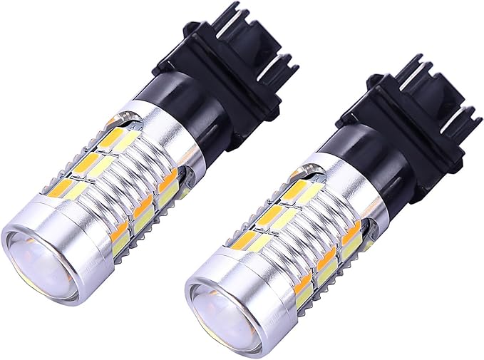 3157 3057 3357 4157 Turn Signal White Yellow Amber Switchback Led Light Bulbs 22 SMD with Projector, for Standard Socket, Not CK, Pair of 2