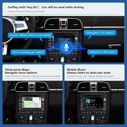 Road Top Wireless CarPlay Interface Decoder for Porsche PCM 3.0 (2008–2012) | CarPlay Retrofit Kit Compatible with Cayenne 911 Cayman Boxster, Support Wireless Carplay, Android Auto, Mirrorlink