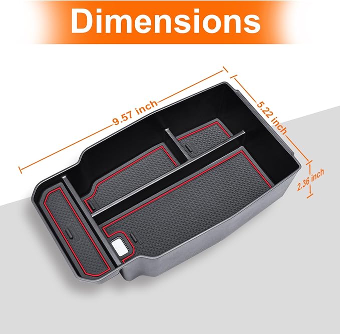 Center Console Organizer Tray Compatible with 2026 2025 2024 2023 Mazda CX-50 Armrest Organizer Tray Secondary Storage ABS Plastic Accessories (Red)