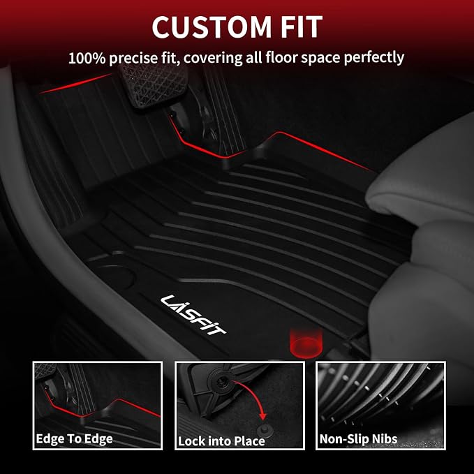 LASFIT Floor Mats for Mercedes Benz GLC 2023-2026 (Coupe Only for 2024-2026), GLC300 / GLC350e / GLC43 AMG/GLC 63 AMG S E, All Weather TPE Floor Liners Custom Fit GLC Car Mats 1st & 2nd Row Set