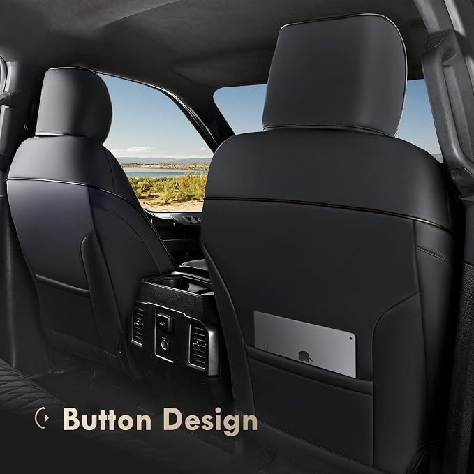 Coverado Leather Seat Covers Full Set Fit for Ford F150 F250 F350 F450, Waterproof Ford F150 Truck Seat Covers Fit for 2015-2026 F150 and 2017-2026 F250 F350 F450 (Black)