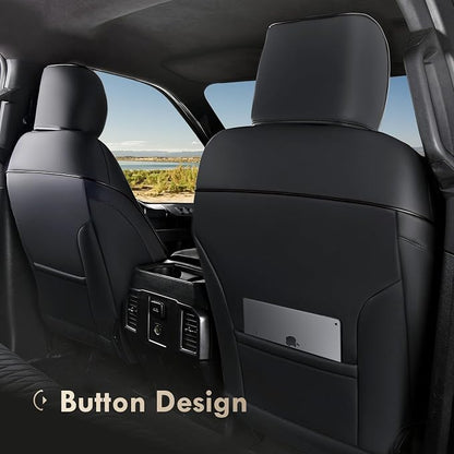 Coverado Leather Seat Covers Full Set Fit for Ford F150 F250 F350 F450, Waterproof Ford F150 Truck Seat Covers Fit for 2015-2026 F150 and 2017-2026 F250 F350 F450 (Black)