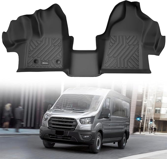 KARPAL Floor Mats for 2015-2021 Ford Transit 150/250/350/350HD w/Carpet Flooring (No Fit Transit Connect), Custom Fit TPE All Weather Ford Transit Accessories Front Floor Liner