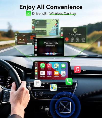 Wireless CarPlay Adapter for iPhone, Converts Wired to Wireless Apple CarPlay Adapter, Includes USB-A to USB-C Dongle, Easy Use, Stable Control, No Delay, Compatible with Cars from 2016 & iOS 10+