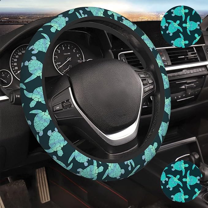 Sea Turtle Ocean Steering Wheel Cover Car Decor