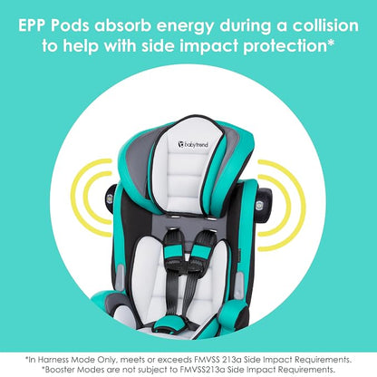 Baby Trend Hybrid SI 3-in-1 Combination Booster Seat, Hoboken Teal – Side-Impact Protection, 3-Stage Growth Design, Adjustable Headrest, Cushioned Comfort