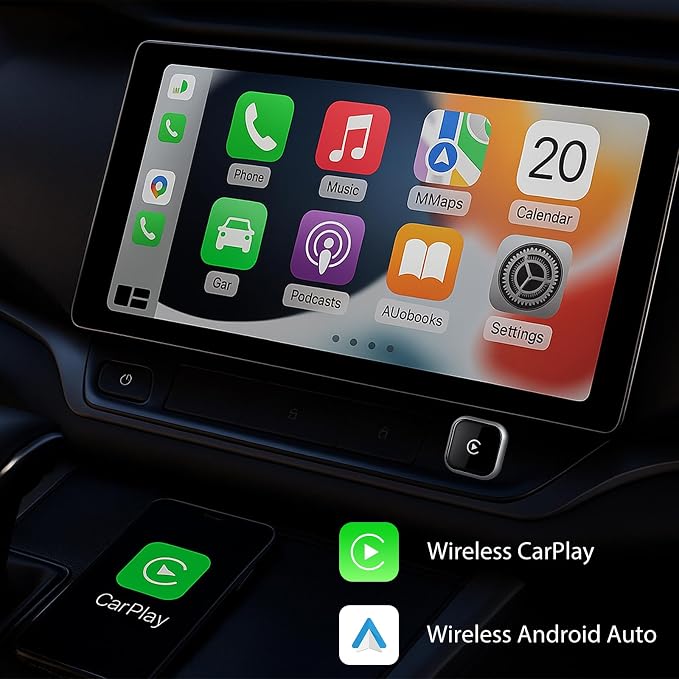 Sunweyer 2026 Latest Wireless CarPlay & Android Auto Dongle 2 in 1 Auto Connect Box,USB Type-C Port,Supports Online Updates Wired to Wireless Adapter (S42)