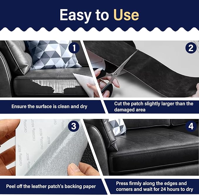 Zenyao Leather Repair Patch Tape - Self Adhesive Leather Repair Kit for Car Seat Furniture, Heavy Duty Vinyl Repair Patch for Couch Sofa, Waterproof Fix for Tears, 16x30 Inch Roll, Dark Green