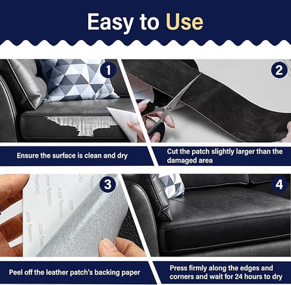 Zenyao Leather Repair Patch Tape - Self Adhesive Leather Repair Kit for Car Seat Furniture, Heavy Duty Vinyl Repair Patch for Couch Sofa, Waterproof Fix for Tears, 8x11 Inch Sheet, 2 Pieces, Red