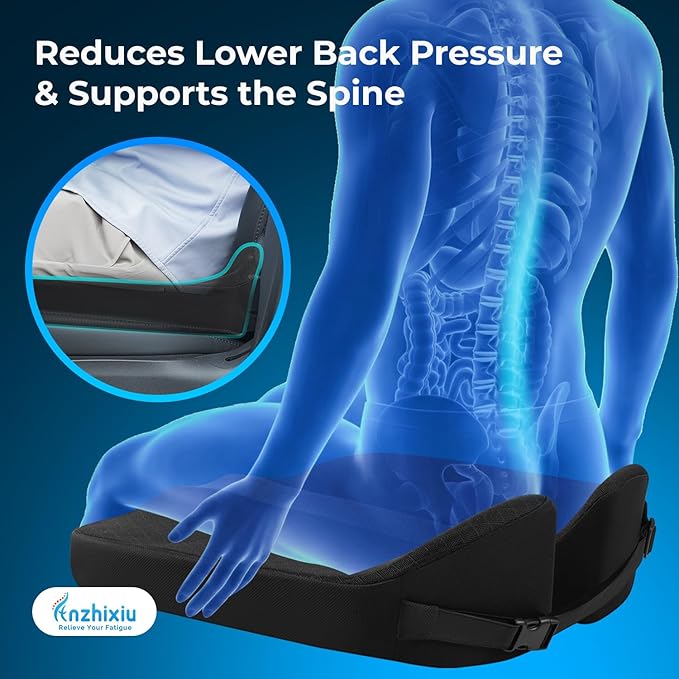 anzhixiu Elevated Car Seat Cushion for Improved View- Black | Heigtening Car seat cushion supports spine and reduces lower back pressure