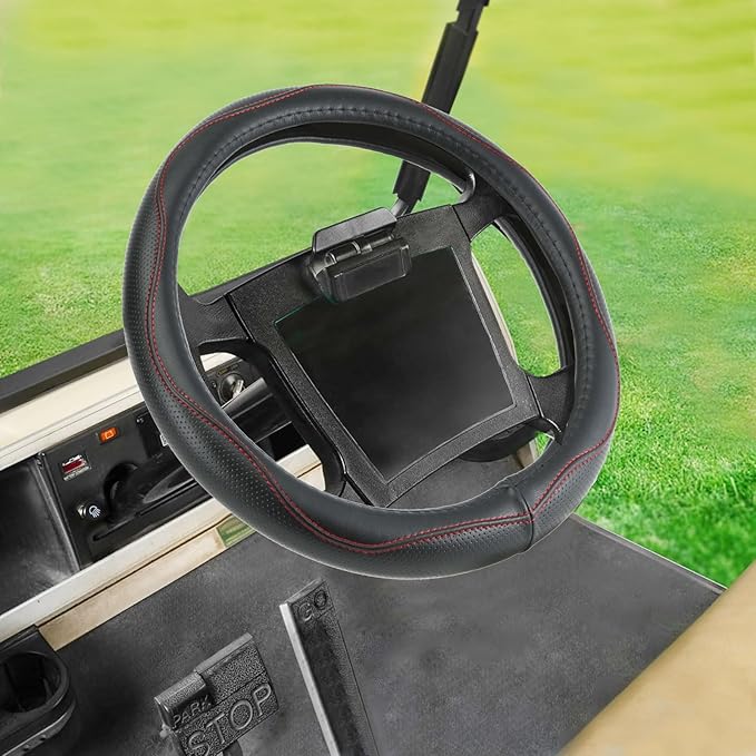 Golf Cart Steering Wheel Covers,13.5 to 14" Golf Cart Steering Wheel Cover Universal for Yamaha,EZGO TXT & RXV,Club Car DS & Precedent, Leather Comfortable, Non-Slip, Wear-Resistant (red)