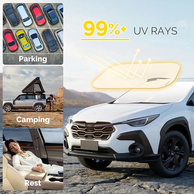 Car Windshield Sun Shade Compatible with 2018 2019 2020 2021 2022 2023 2024 2025 2026 Subaru Crosstrek 2.0i Premium Limited Wagon Accessories Foldable Sunshade Custom Windshield Sun Visor