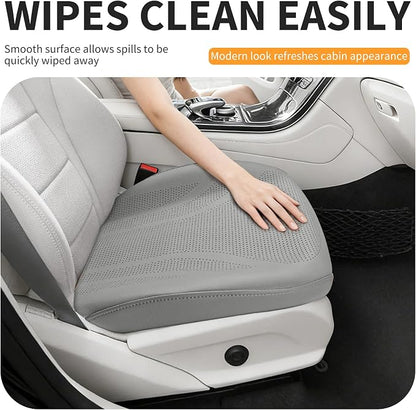 2 Pack Front Leatherette Seat Covers Faux Leather Bottom Car Seat Covers, Super Breathable,Anti-Slip,Universal Seat Covers for Cars,Full Wrapping Edge Fit for Most Sedans SUV Pick-up (2 Pack Gray)