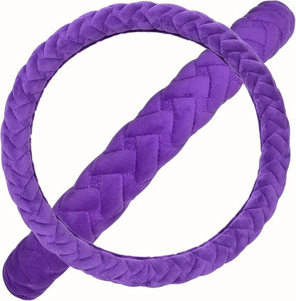 Flying Banner car Steering Wheel Cover Massage Velvet Warm Universal Size 15 inches SUV Truck Anti Slip Odorless Summer Winter (Purple, Velvet Massage)