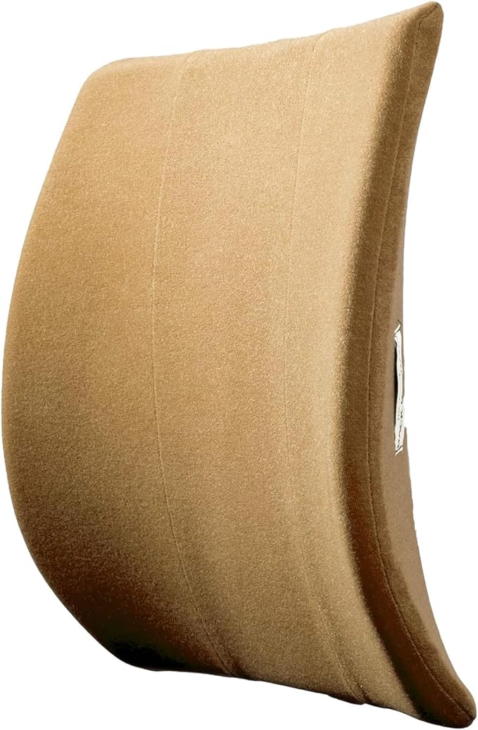 Thin Ergonomic Bucket Seat Lower Lumbar Back Support Pillow Cushion for Office Chair, Car, Truck, Wheelchair, Gaming Chair and Recliner for Pain Relief Made in USA Beige